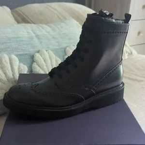 Prada | Shoes | Prada Black Leather Combat Boots With Brogue 